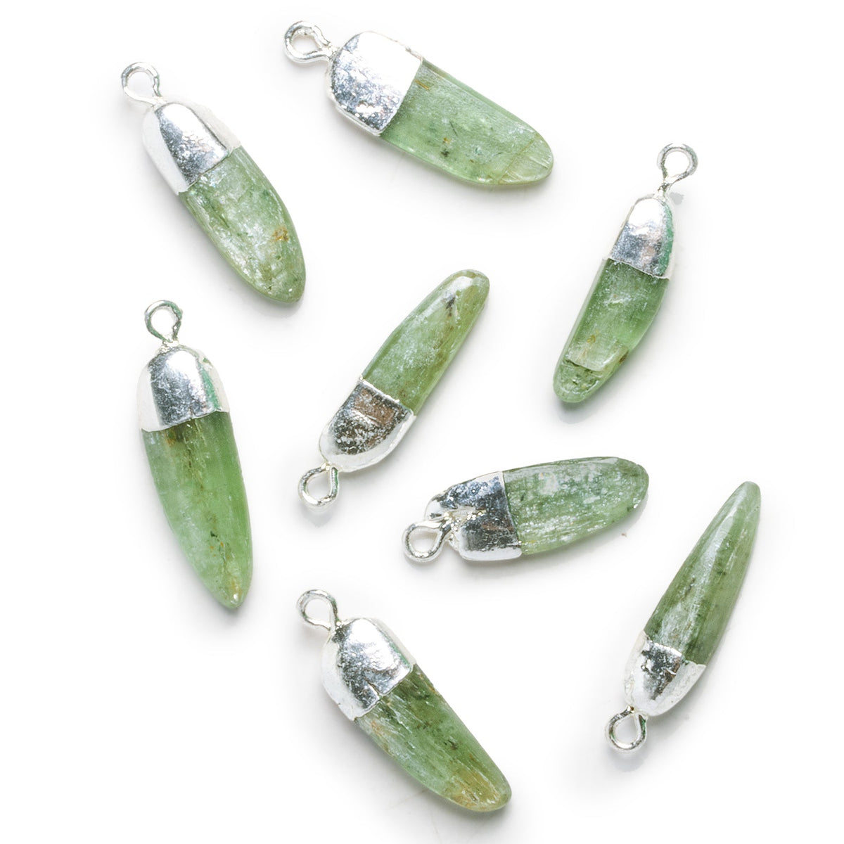 27x7mm Silver Leafed Green Kyanite Natural Crystal Pendant – The Bead 