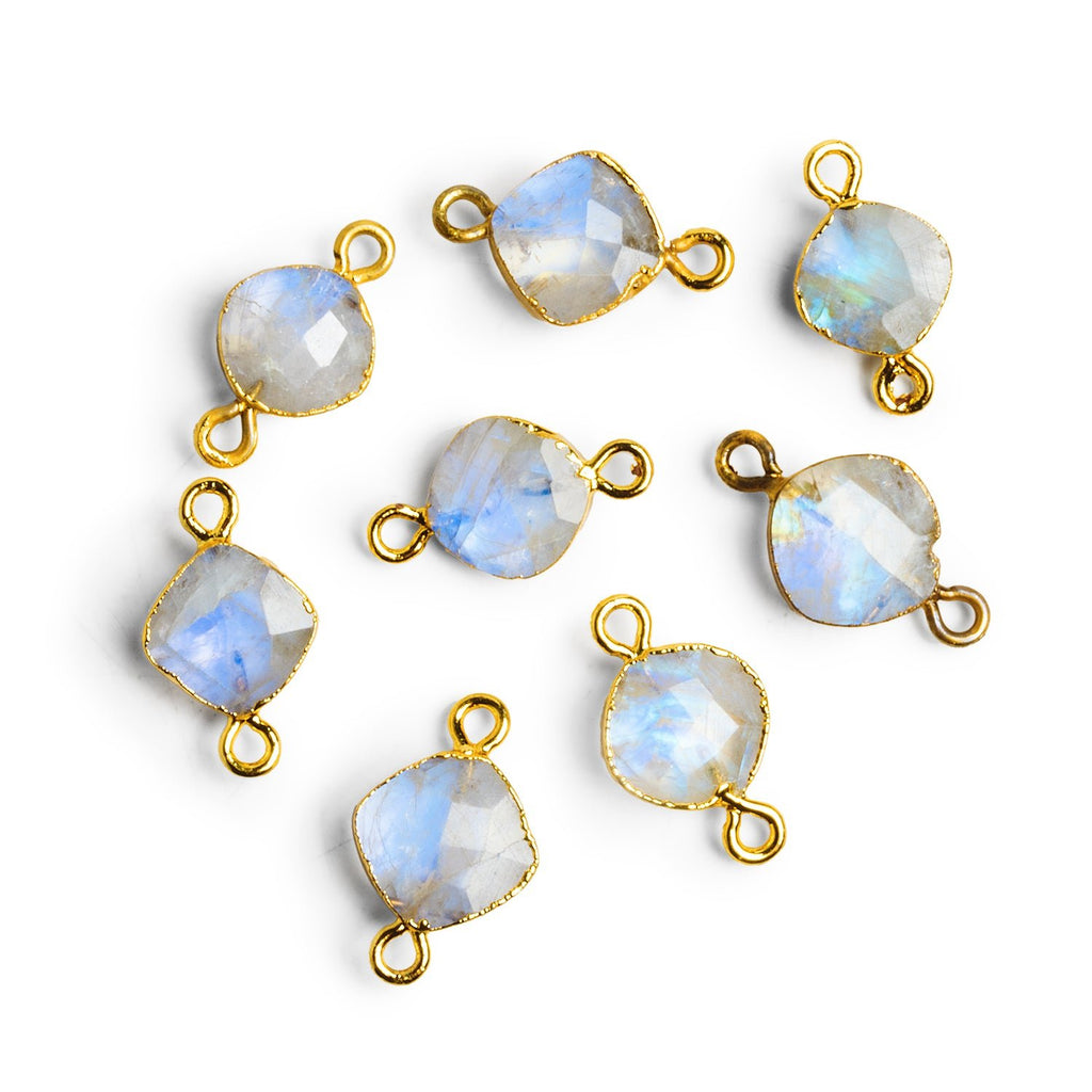 10 - 11mm Gold Leafed Rainbow Moonstone Pillow Connector - The Bead Traders