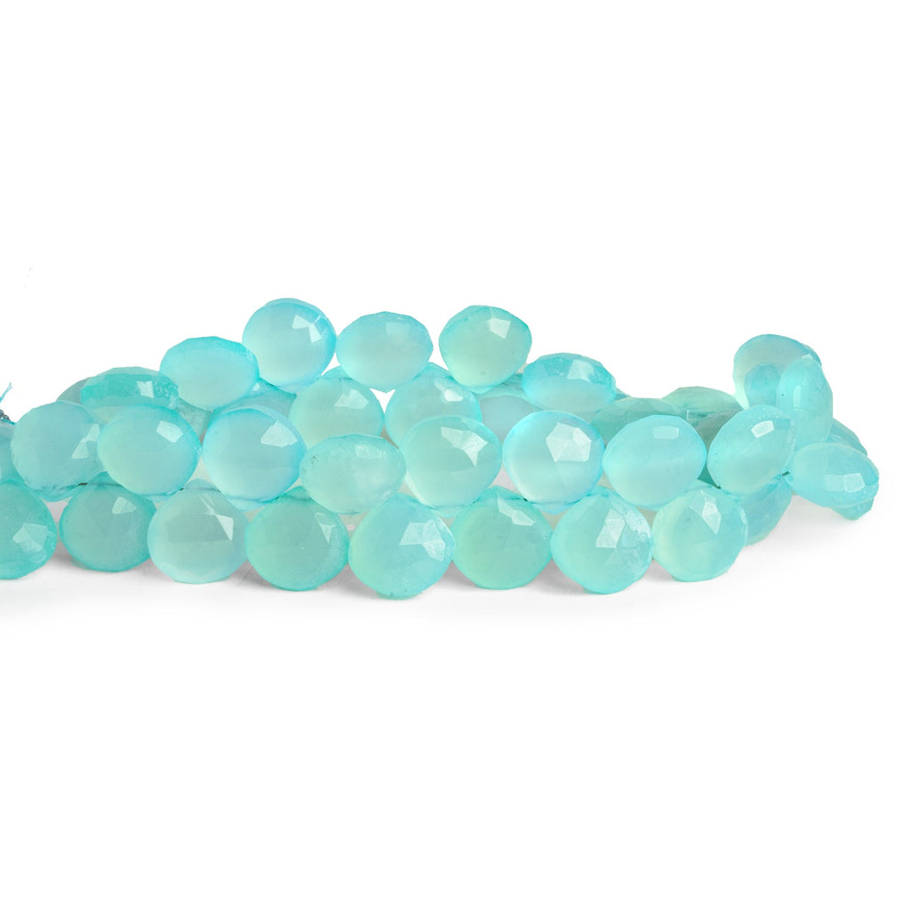 10 - 11mm Seafoam Blue Chalcedony Faceted Heart 8 inch 50 beads - The Bead Traders