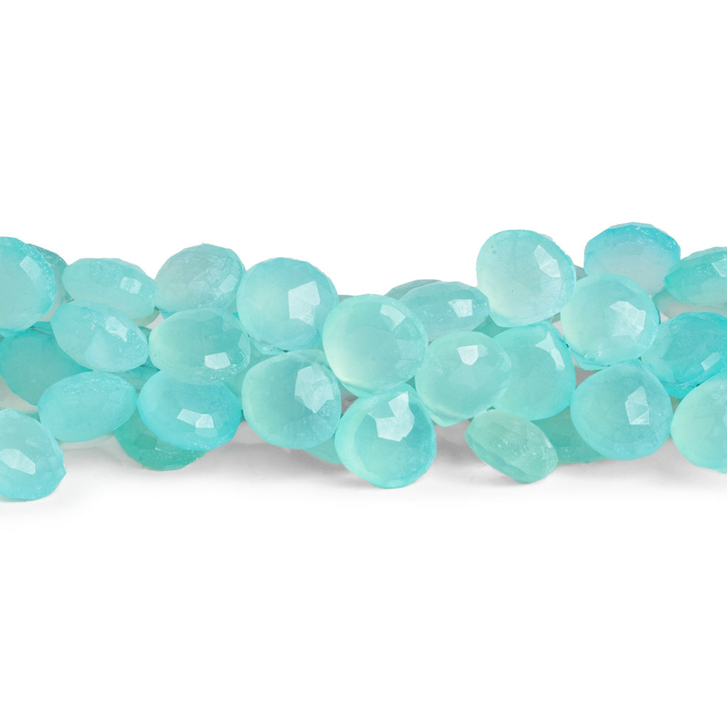 10 - 11mm Seafoam Blue Chalcedony Faceted Heart 8 inch 50 beads - The Bead Traders