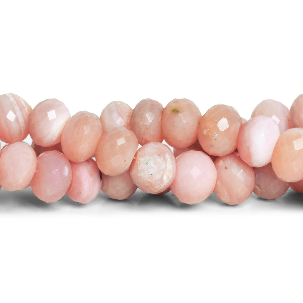 10 - 14mm Pink Peruvian Opal Faceted Rondelles 17 inch 50 beads - The Bead Traders