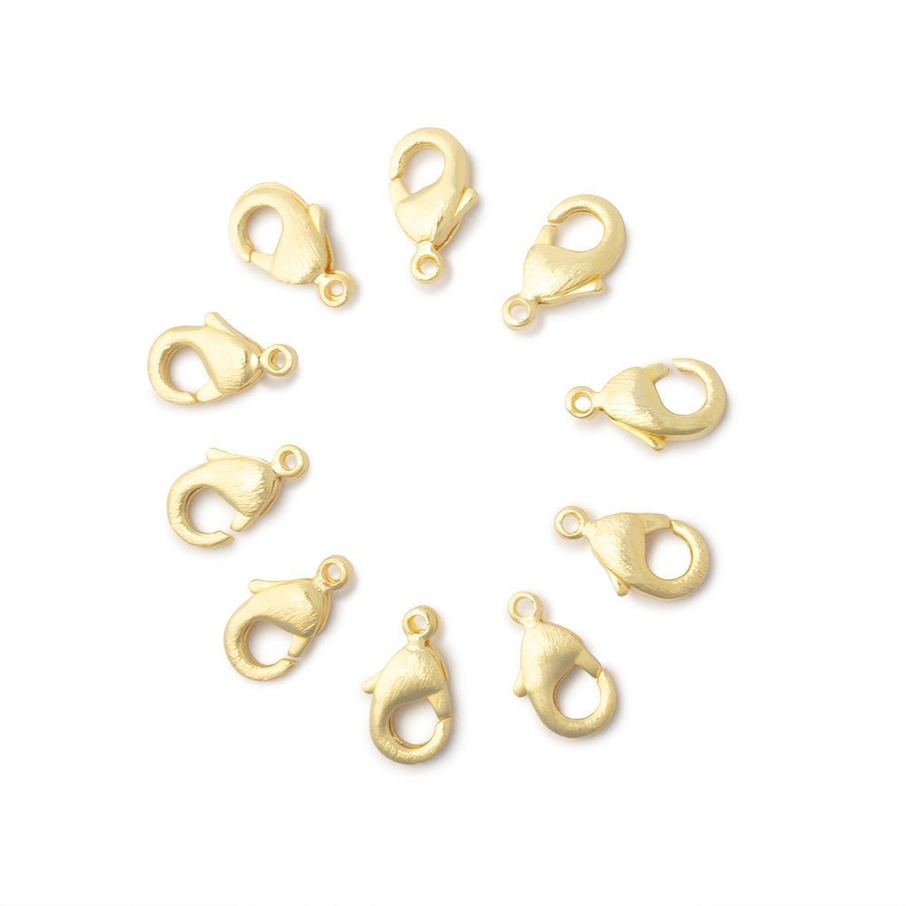 10mm 22kt Gold plated Brushed Lobster Clasp Set of 10 - The Bead Traders