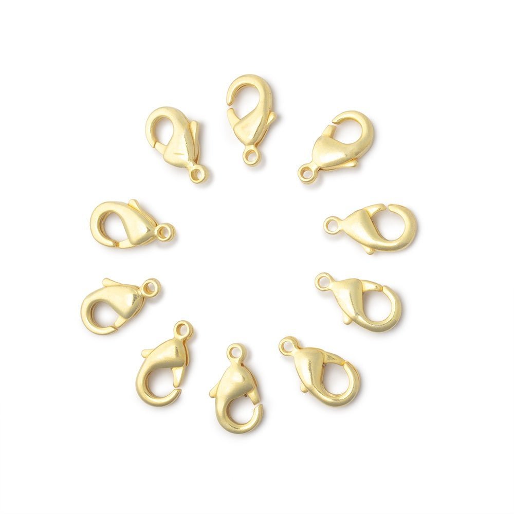 10mm 22kt Gold plated Shiny Lobster Clasp Set of 10 - The Bead Traders