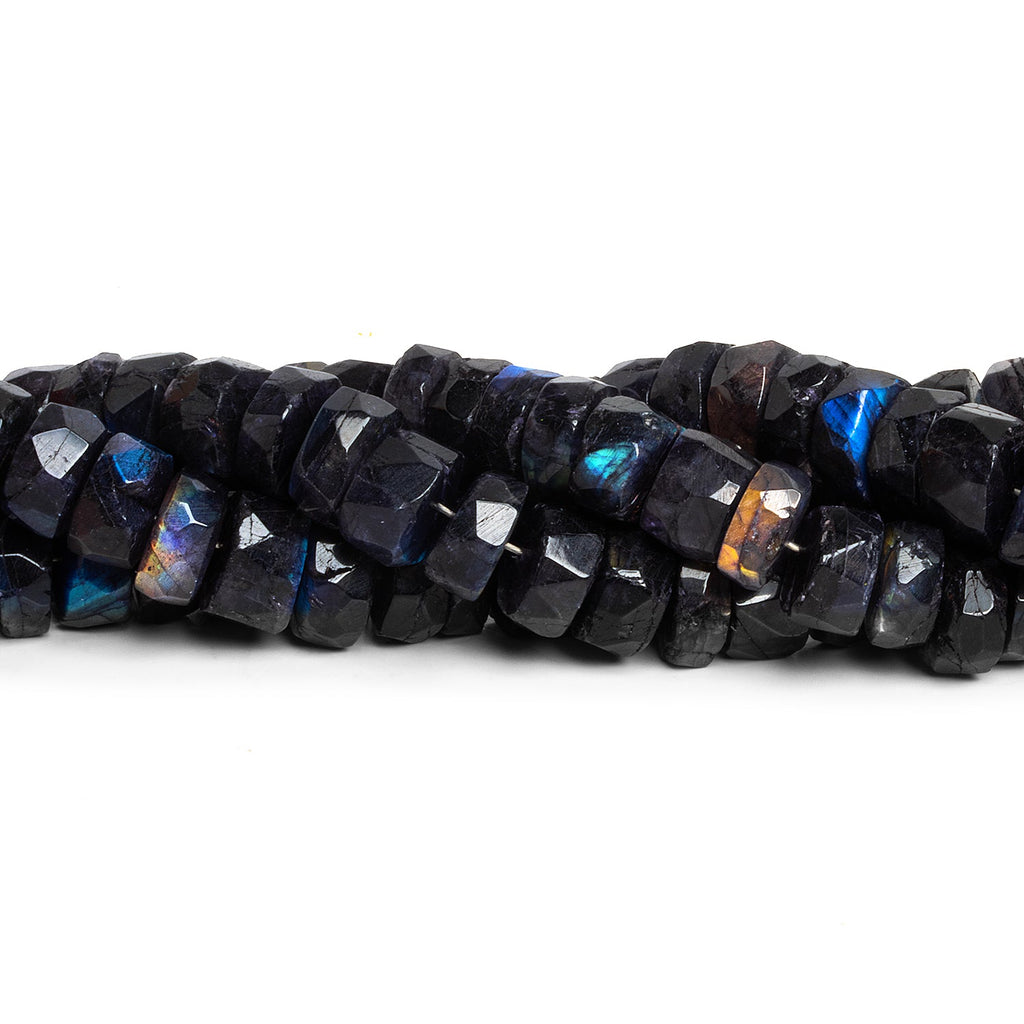 10mm Indigo Labradorite Handcut Rondelles 8 inch 35 beads - The Bead Traders