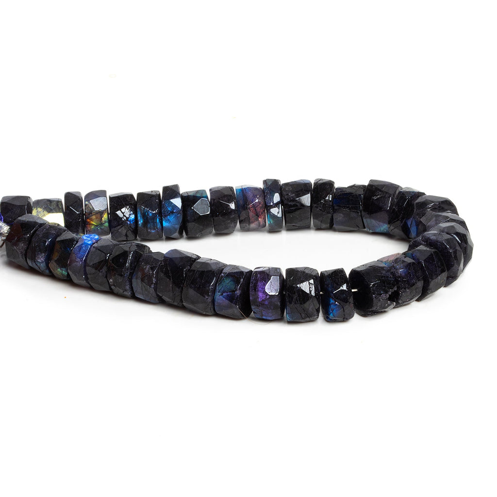 10mm Indigo Labradorite Handcut Rondelles 8 inch 35 beads - The Bead Traders