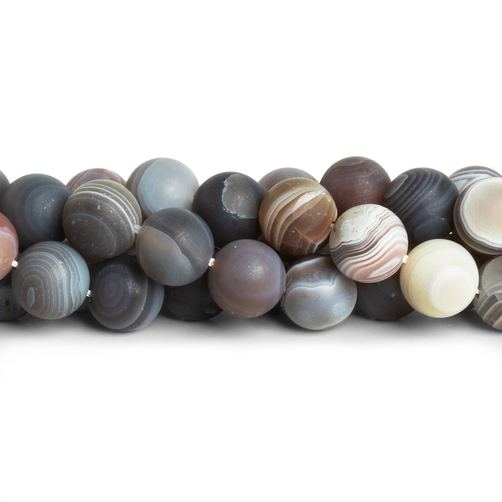 10mm Matte Botswana Agate Plain Rounds 15 inch 34 beads - The Bead Traders