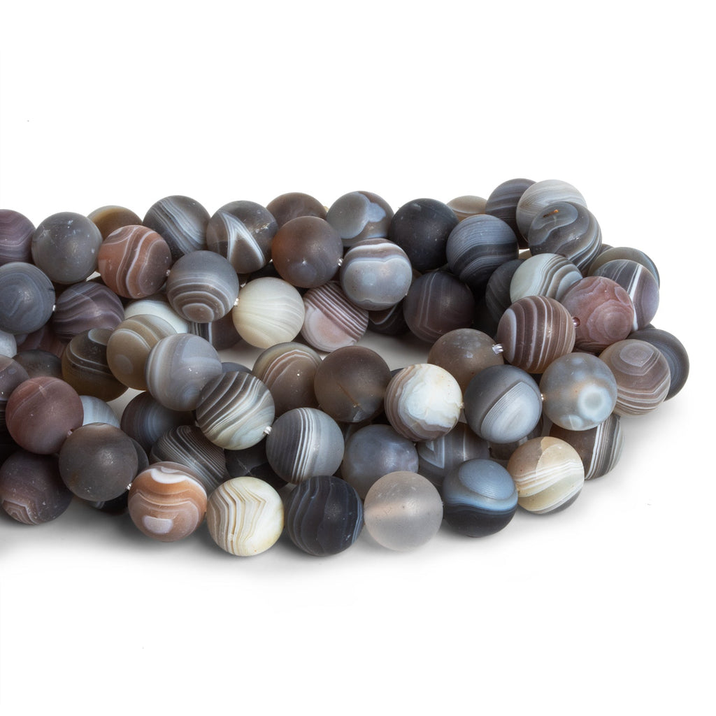 10mm Matte Botswana Agate Plain Rounds 15 inch 34 beads - The Bead Traders