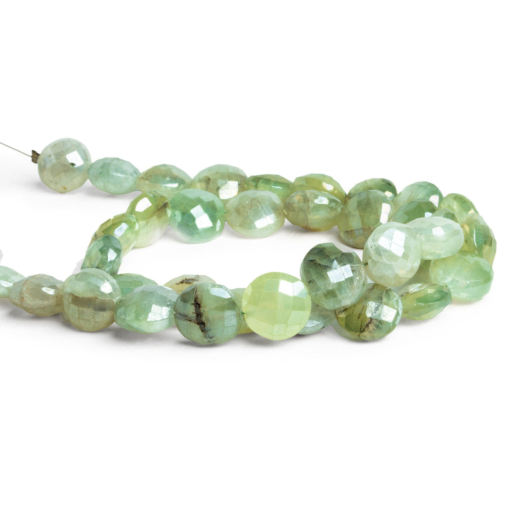 10mm Mystic Prehnite Faceted Coins 14 inch 35 beads - The Bead Traders