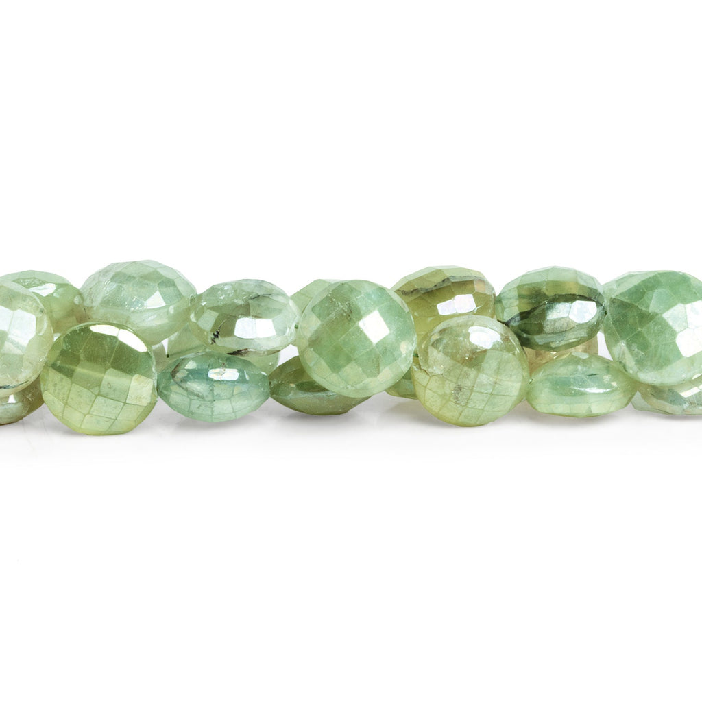 10mm Mystic Prehnite Faceted Coins 14 inch 35 beads - The Bead Traders