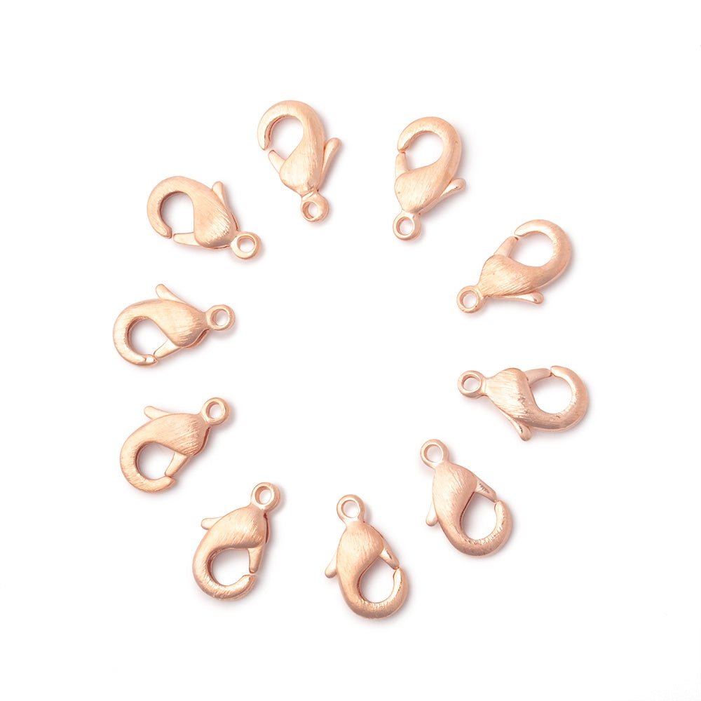 10mm Rose Gold plated Brushed Lobster Clasp Set of 10 - The Bead Traders