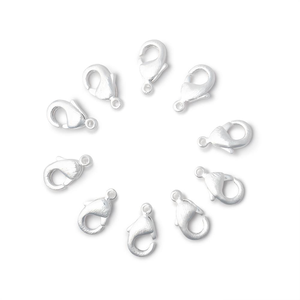 10mm Sterling Silver plated Brushed Lobster Clasp Set of 10 - The Bead Traders