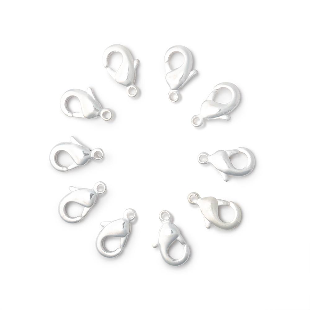 10mm Sterling Silver plated Shiny Lobster Clasp Set of 10 - The Bead Traders