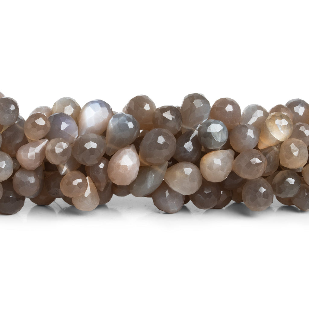 10x7mm Chocolate Moonstone Faceted Teardrops 8 inch 54 beads - The Bead Traders