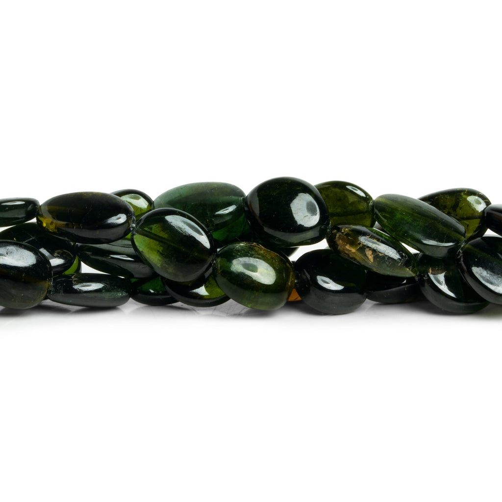 10x7mm Green Tourmaline Plain Nuggets 7 inch 34 beads - The Bead Traders