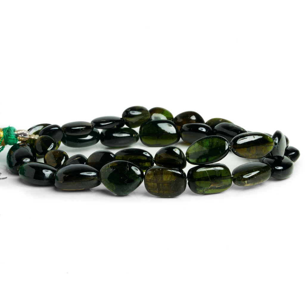 10x7mm Green Tourmaline Plain Nuggets 7 inch 34 beads - The Bead Traders