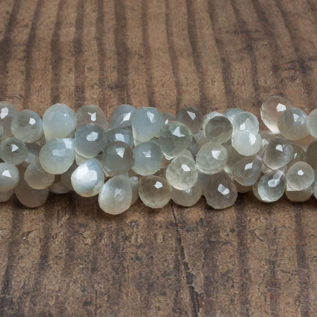 10x7mm Grey Moonstone Faceted Teardrops 8 inch 54 beads - The Bead Traders