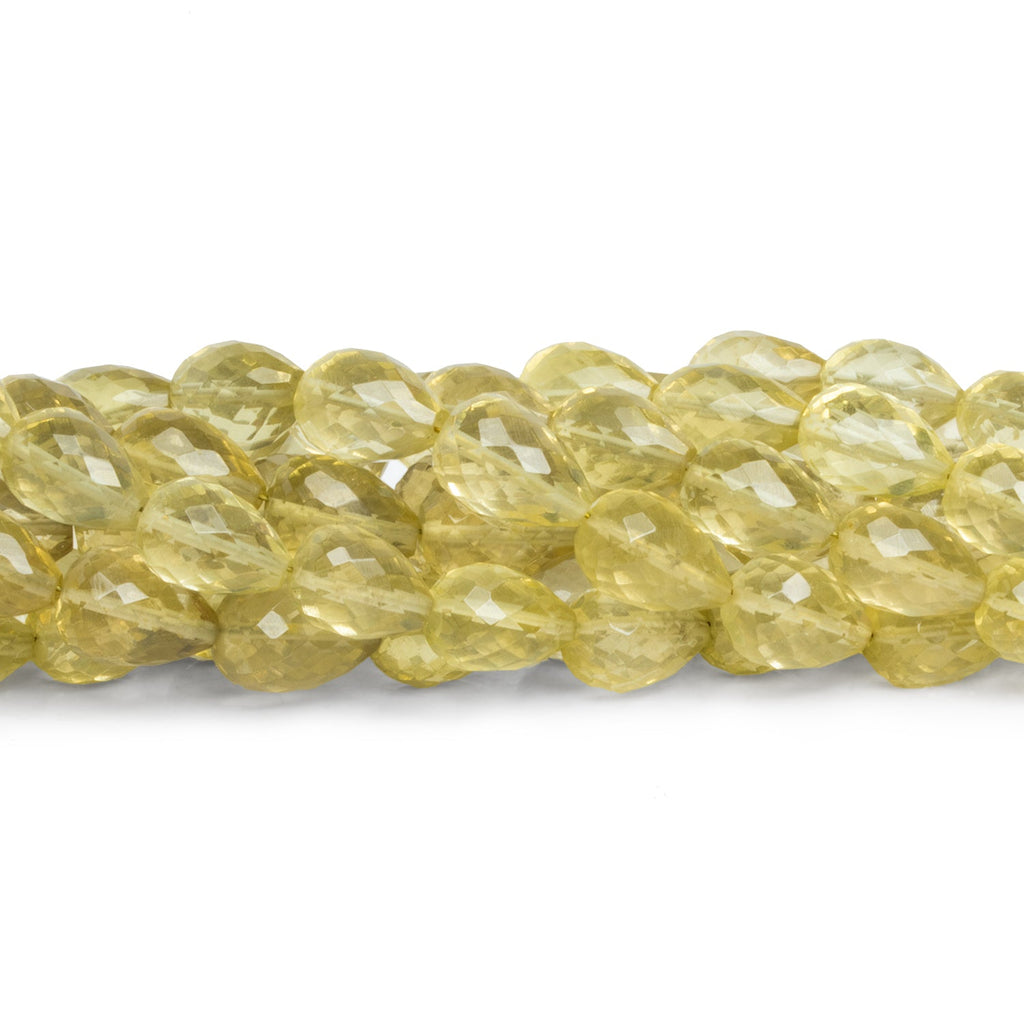 10x7mm Lemon Quartz Faceted Teardrops 7.5 inch 18 beads - The Bead Traders