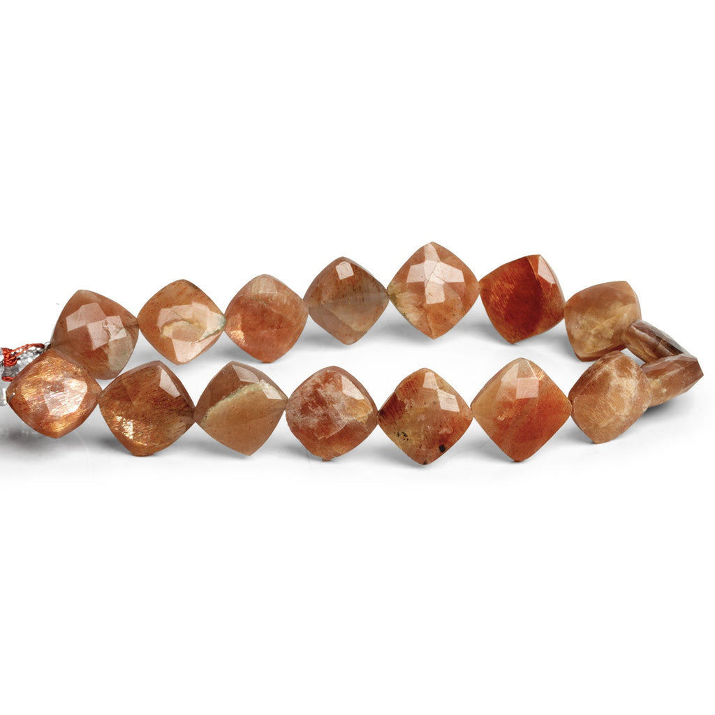 11 - 13mm Sunstone Corner Drilled Pillows 8 inch 13 beads - The Bead Traders