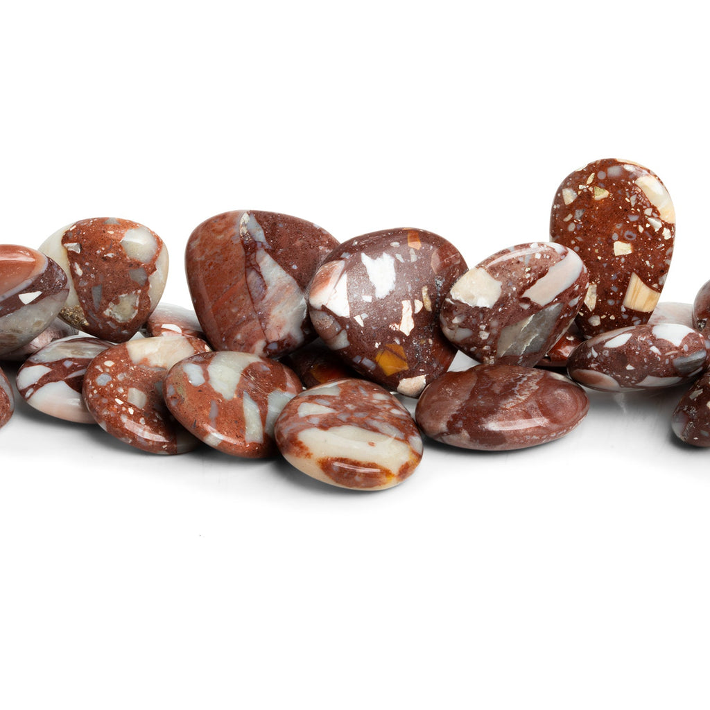 11 - 23mm Brecciated Jasper Plain Hearts 8 inch 40 beads - The Bead Traders