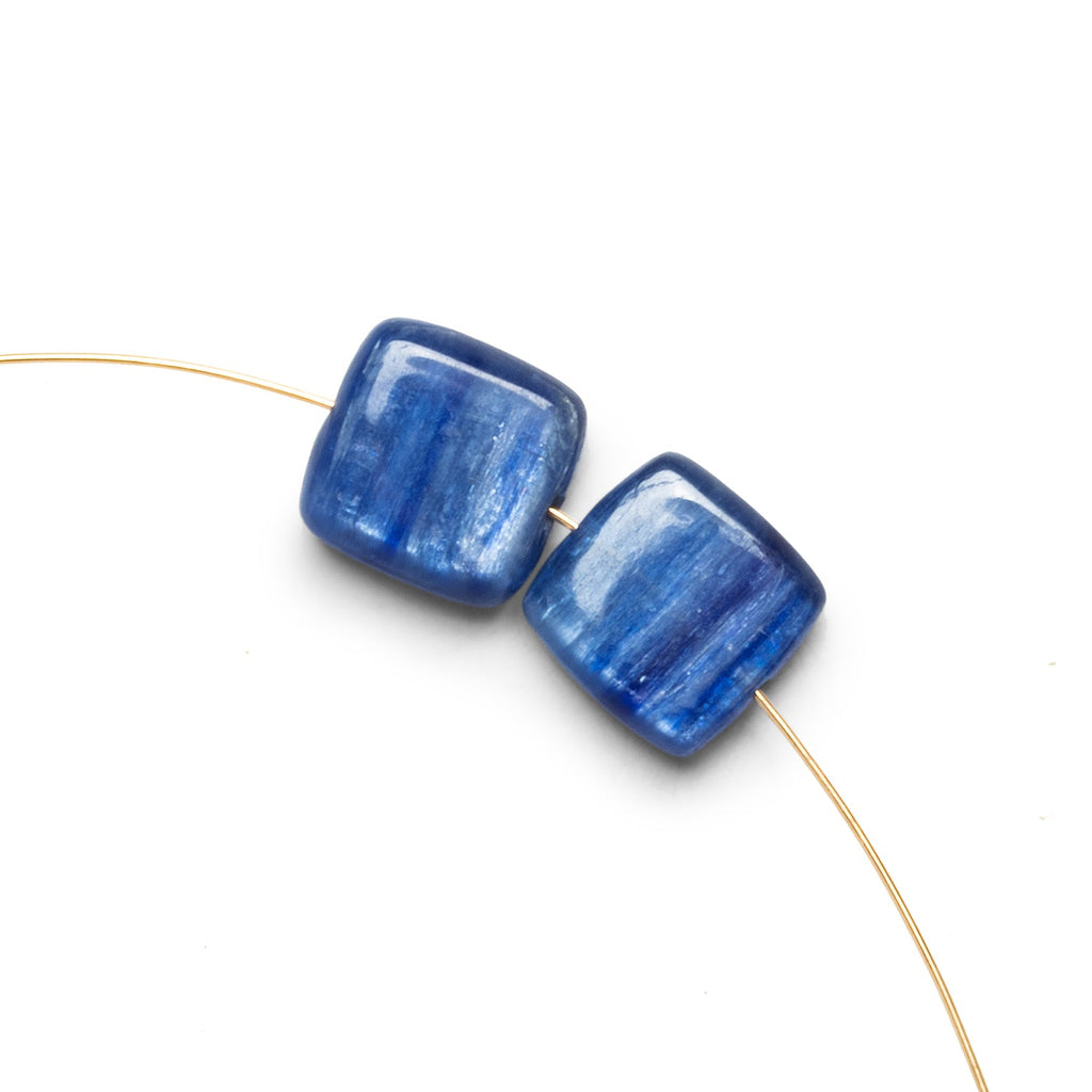 11mm Ceylon Blue Kyanite Plain Squares - Set of 2 - The Bead Traders