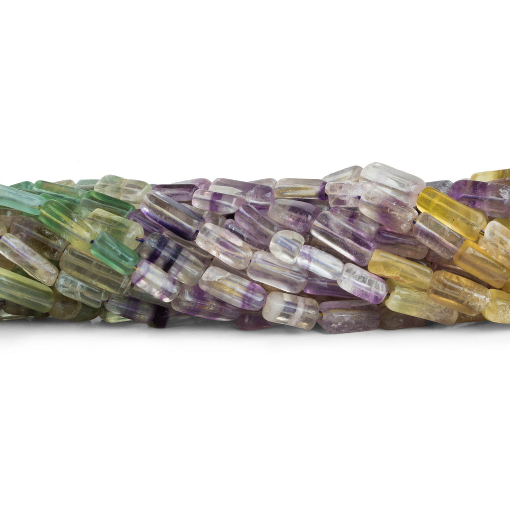 11x5mm Multi Fluorite Handcut Rectangles 14 inch 31 beads - The Bead Traders