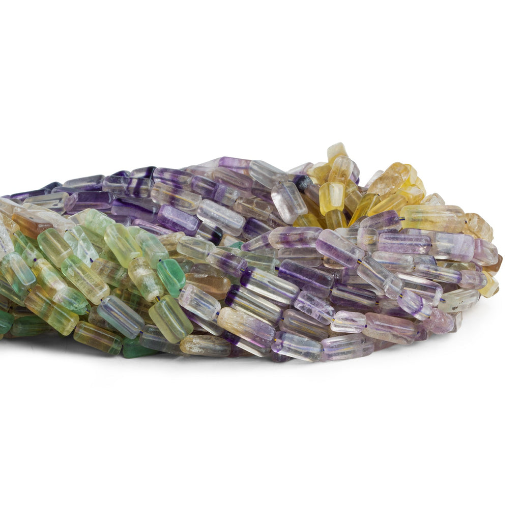 11x5mm Multi Fluorite Handcut Rectangles 14 inch 31 beads - The Bead Traders