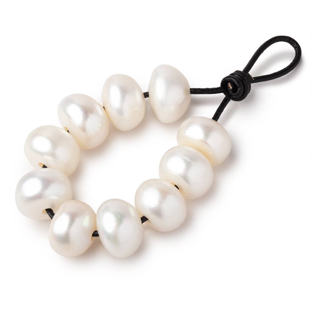 11x8-12x9mm Creamy White Large Hole Button Pearls 10 pieces - The Bead Traders