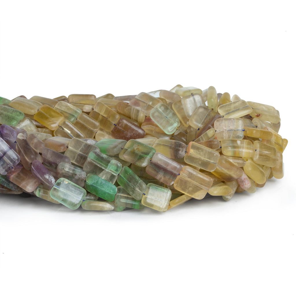 11x8mm Multicolor Fluorite Plain Rectangles 14 inch 33 beads - The Bead Traders