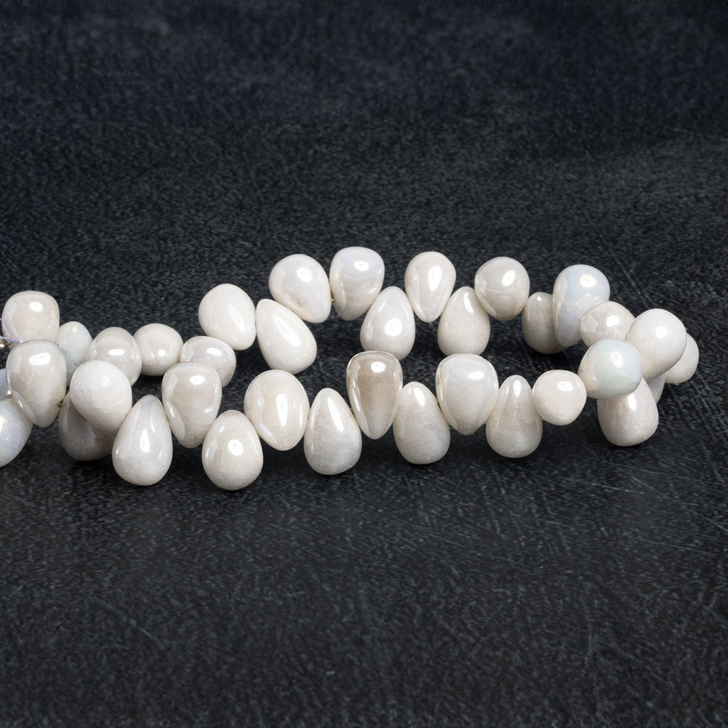 11x8mm Mystic White Quartz Plain Teardrops 8 inch 33 beads - The Bead Traders