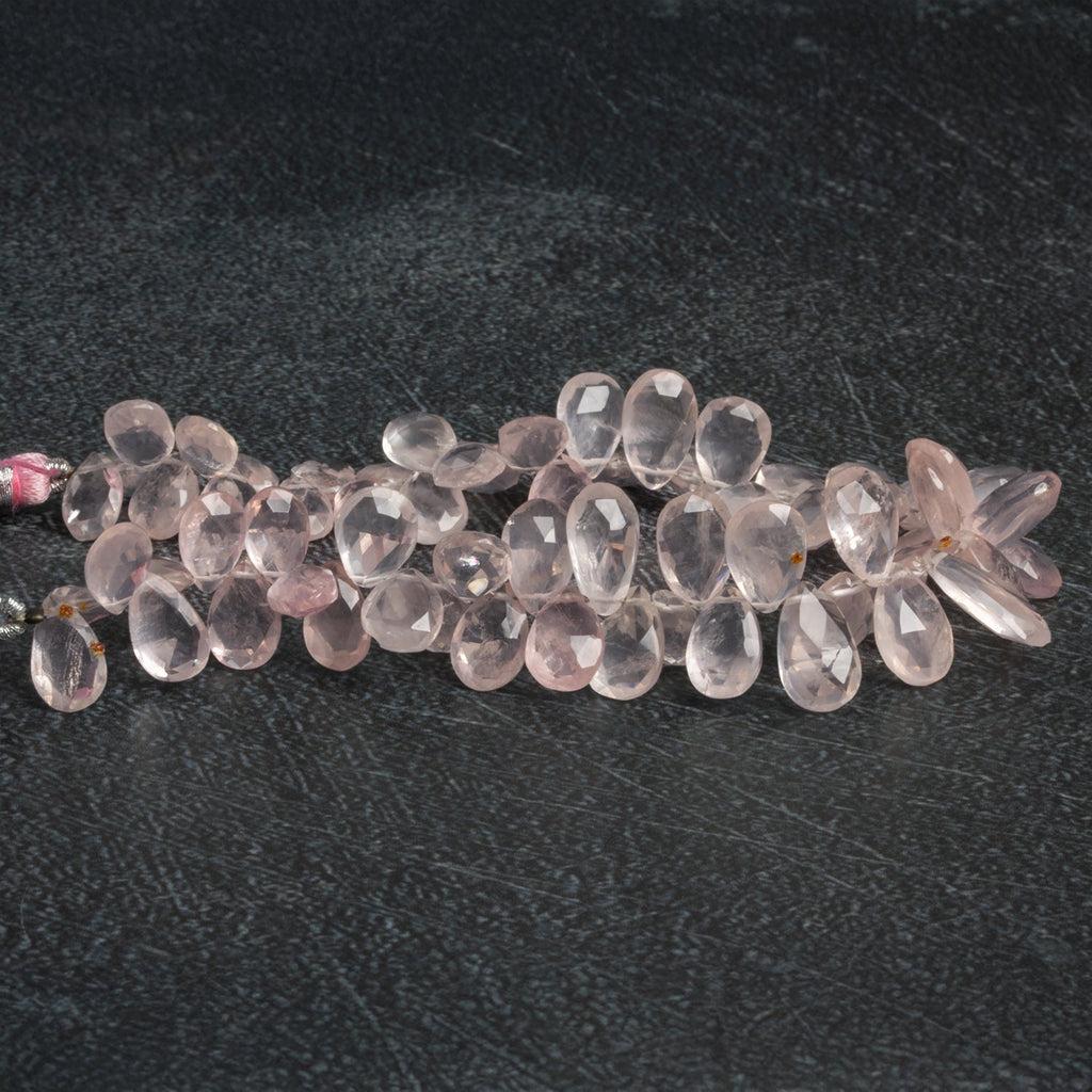 11x8mm Rose Quartz Faceted Pears 8 inch 45 beads - The Bead Traders