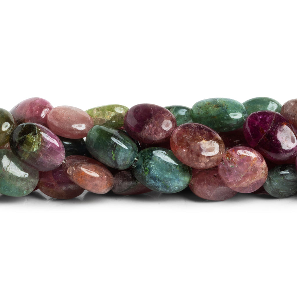 11x9mm Multicolor Tourmaline Plain Ovals 14 inch 31 beads - The Bead Traders