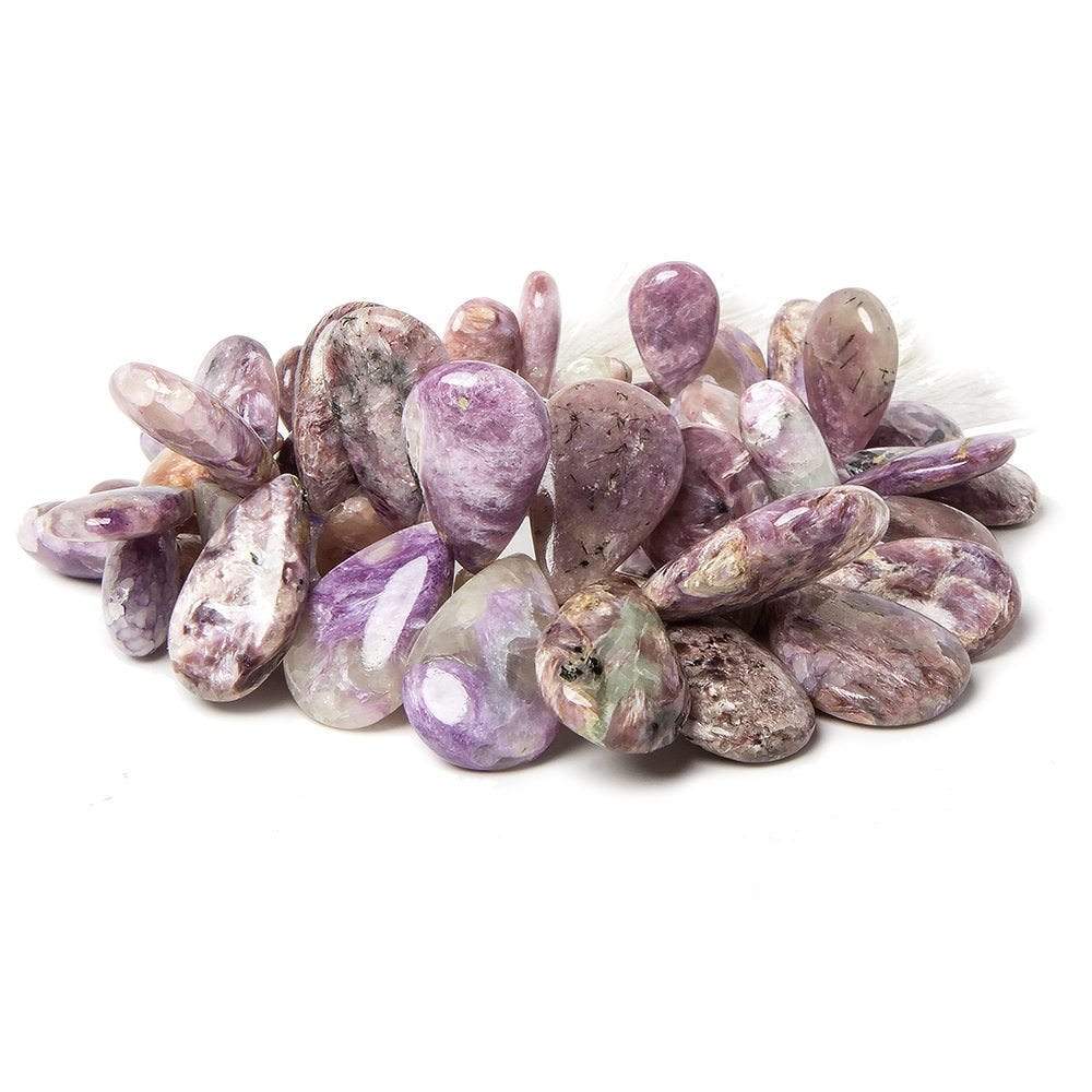 12 - 25mm Charoite Plain Pear 8 inch 52 beads - The Bead Traders