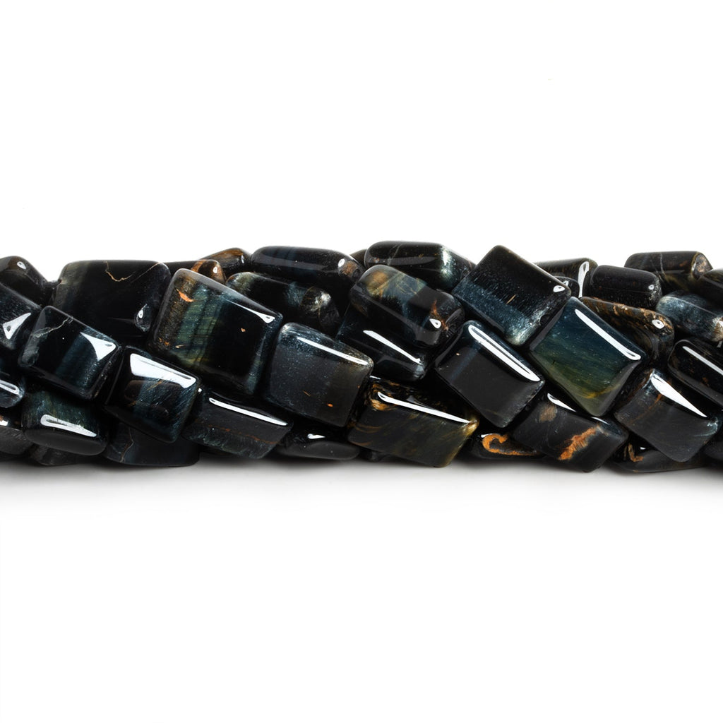 12x8mm Black Tiger's Eye Plain Rectangle 14 inch 21 beads - The Bead Traders