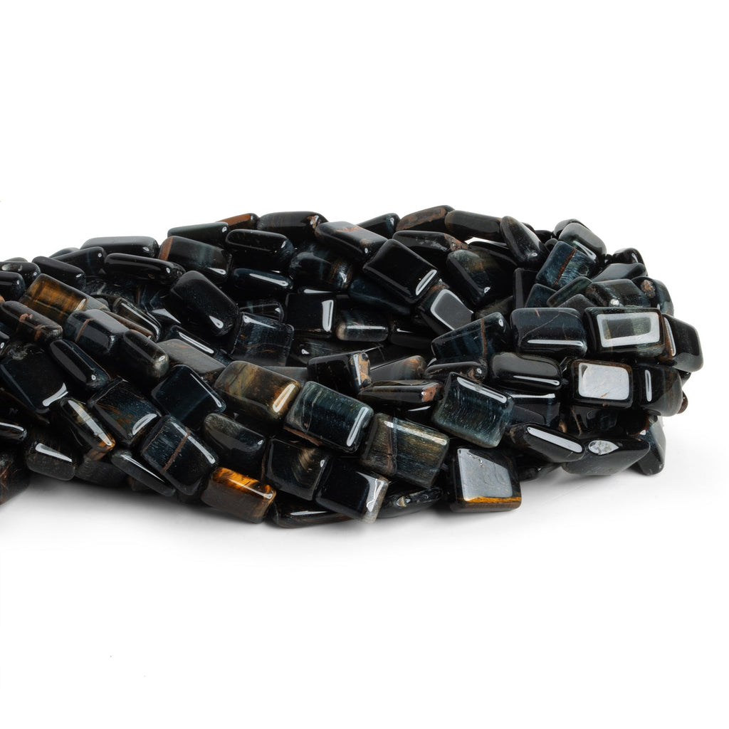 12x8mm Black Tiger's Eye Plain Rectangle 14 inch 21 beads - The Bead Traders