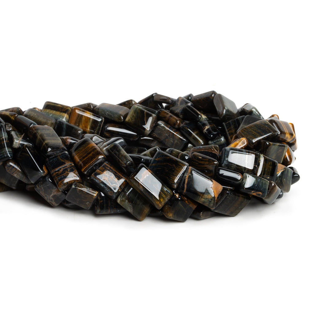 12x8mm Dark Tiger's Eye Plain Rectangle 12 inch 24 beads - The Bead Traders