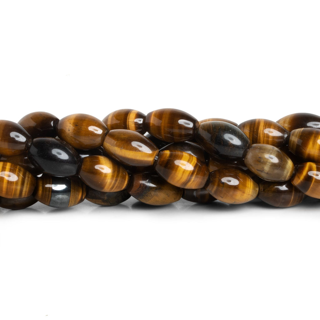 12x8mm Tiger's Eye Plain Barrels 15 inch 30 beads - The Bead Traders