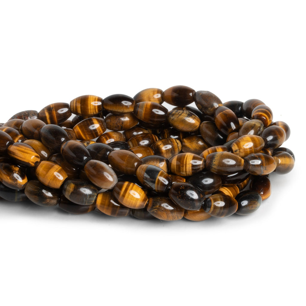 12x8mm Tiger's Eye Plain Barrels 15 inch 30 beads - The Bead Traders