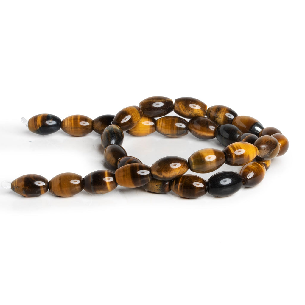 12x8mm Tiger's Eye Plain Barrels 15 inch 30 beads - The Bead Traders