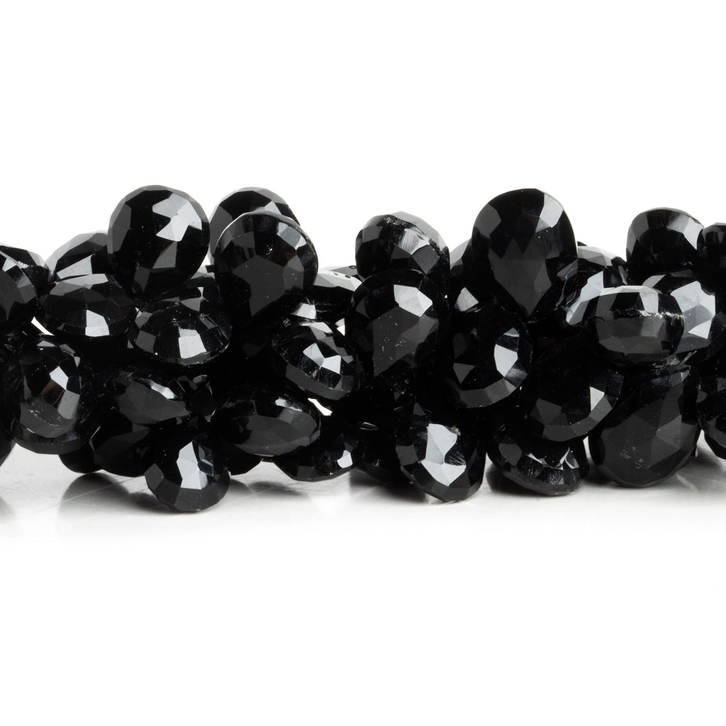 12x9mm Black Agate Faceted Pears 9 inch 53 beads - The Bead Traders