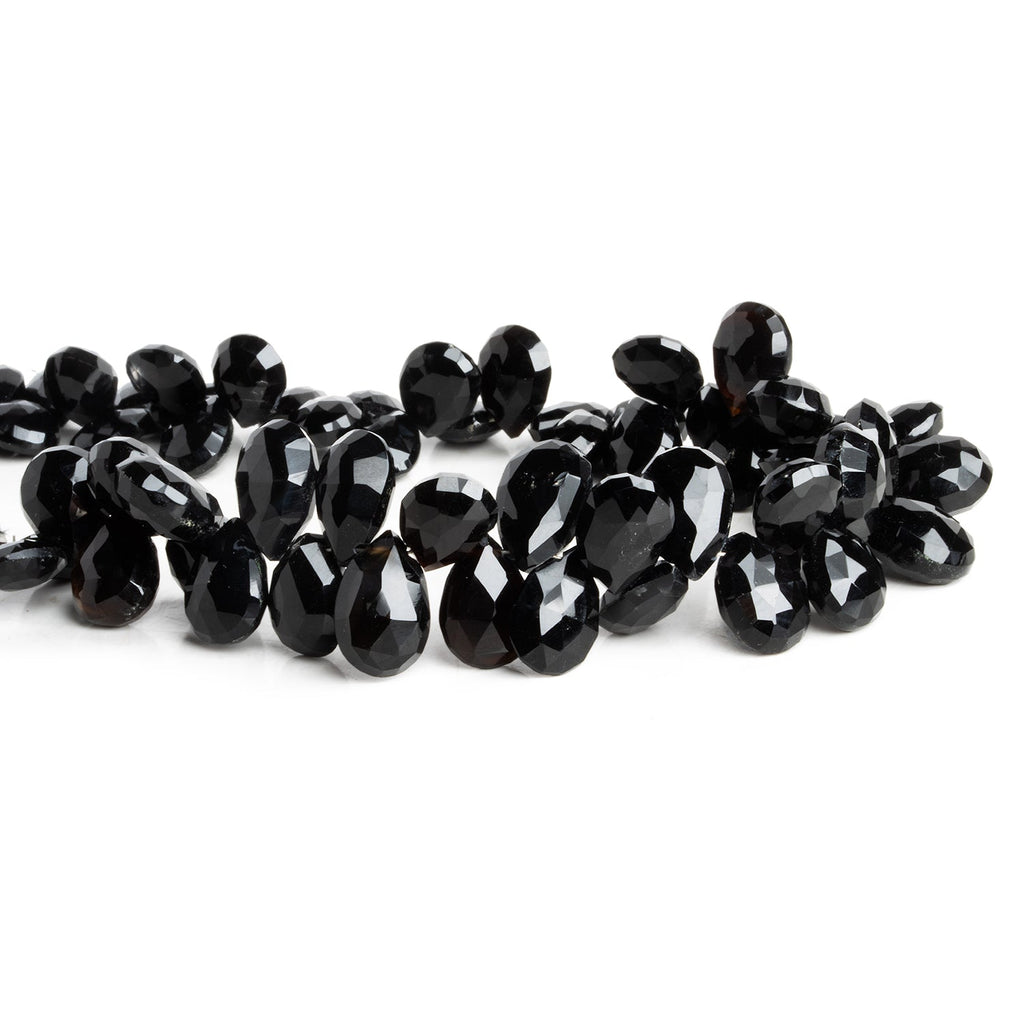 12x9mm Black Agate Faceted Pears 9 inch 53 beads - The Bead Traders