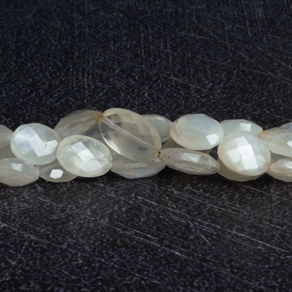 12x9mm Ceylon White Moonstone Faceted Ovals 7.5 inch 14 beads - The Bead Traders