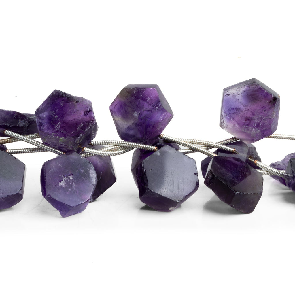 14mm Amethyst Hexagons 8 inch 9 beads - The Bead Traders