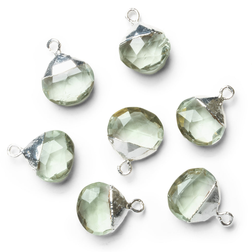 14mm Silver Leafed Prasiolite Faceted Heart Pendant 1 Bead - The Bead Traders