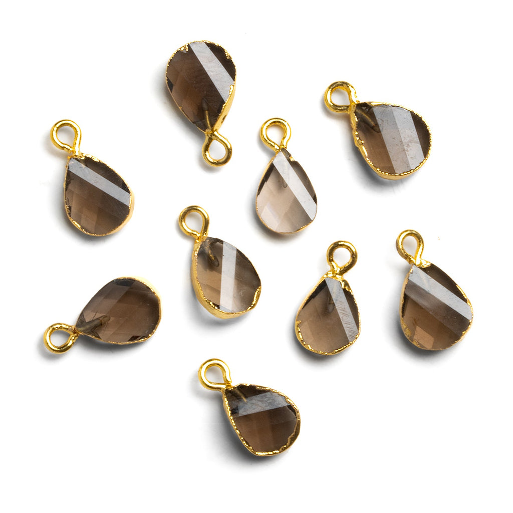 14x7mm Gold Leafed Smoky Quartz Pear Twist Pendant 1 Bead - The Bead Traders