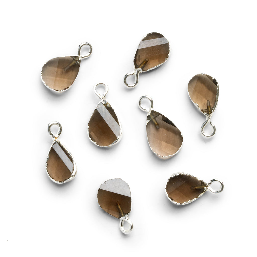 14x7mm Silver Leafed Smoky Quartz Pear Twist Pendant 1 Bead - The Bead Traders