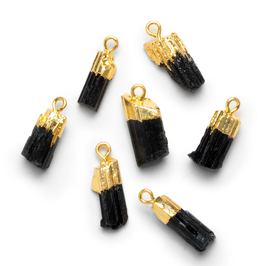 14x9mm Gold Leafed Black Tourmaline Natural Crystal Pendant - The Bead Traders