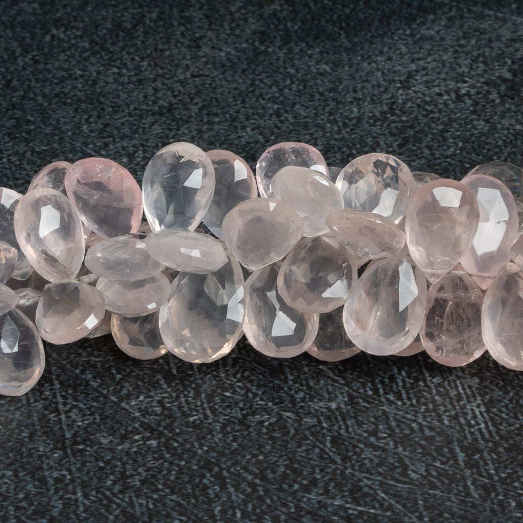 14x9mm Rose Quartz Faceted Pear 9 inch 51 beads - The Bead Traders