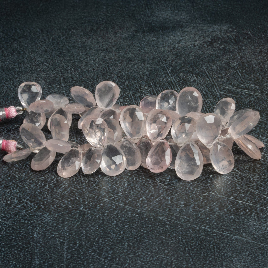 14x9mm Rose Quartz Faceted Pear 9 inch 51 beads - The Bead Traders