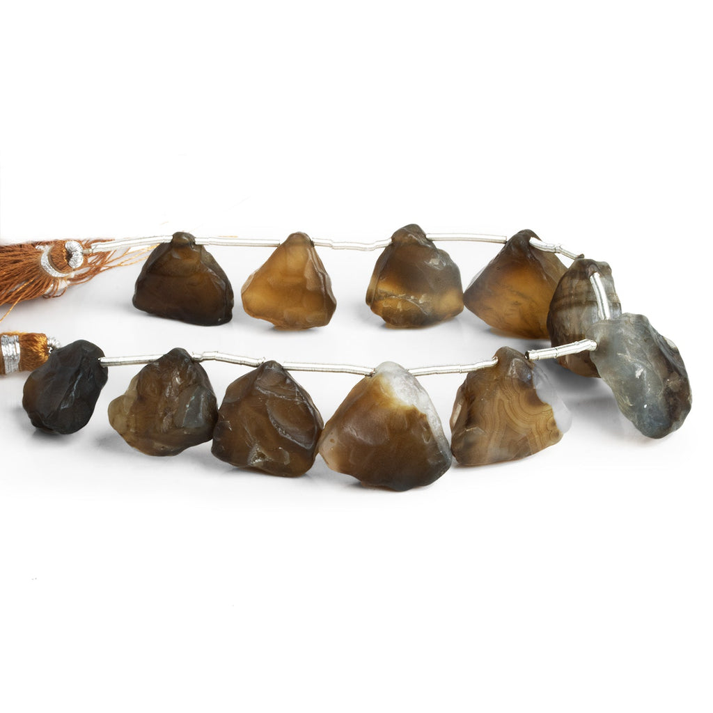 15 - 19mm Brown Agate Hammer Faceted Triangles 7 inch 10 beads - The Bead Traders