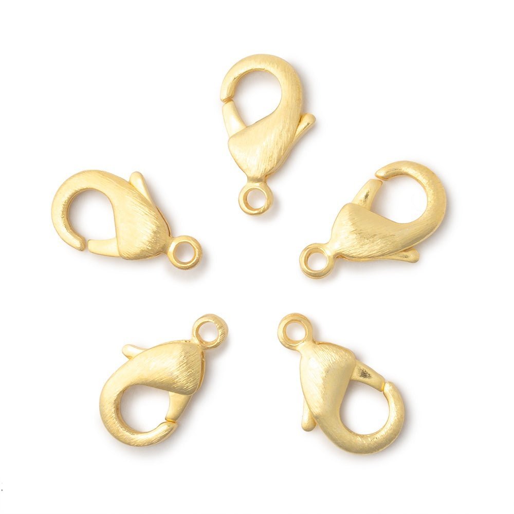 15mm 22kt Gold plated Brushed Lobster Clasp Set of 5 - The Bead Traders